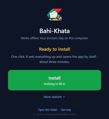 The launcher before install, showing one Install button
